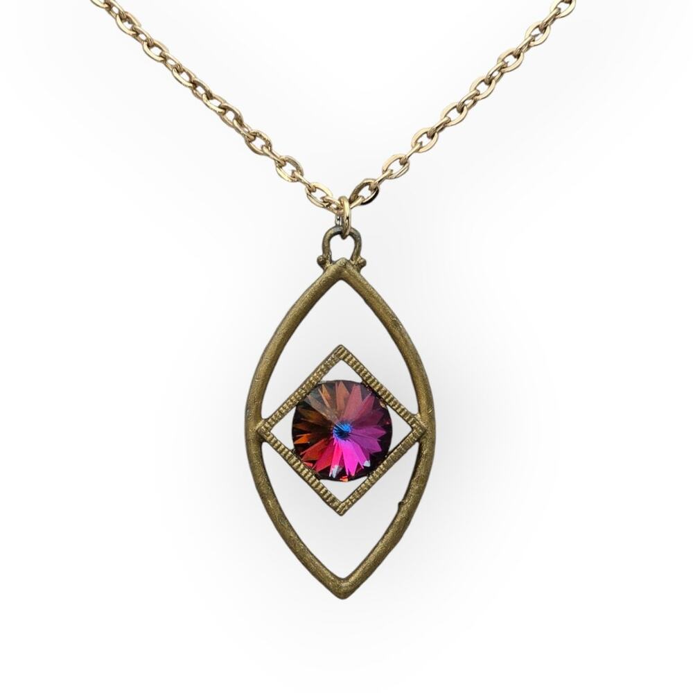 Sarah Coventry Fuchsia Rivoli Glass Necklace - Classic Elegance